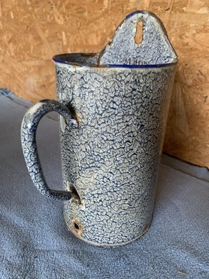 Vintage Emaille Email Emaile Wasser topf Weiß & Blau Blauweiß Shabby Landhaus