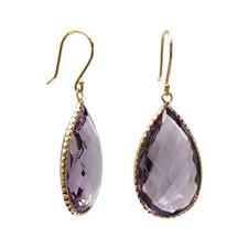 14K Yellow Gold Amethyst Pear Shape 15x25mm Earrings