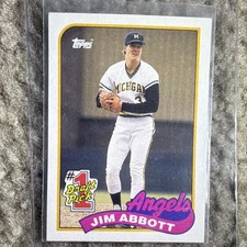 Topps 1989 Jim Abbott #573 Angels Baseball Card #1 Draft Pick MLB Vintage