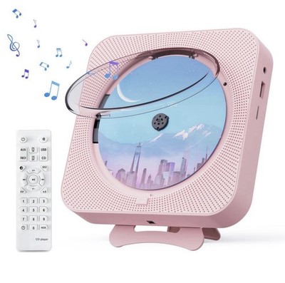 Wall Mountable CD Player KC-909 Bluetooth FM Radio Remote USB AUX Pink New
