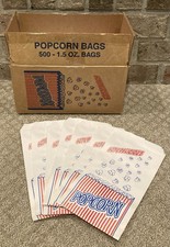 Lot of 465 VTG Paper Popcorn Bags Red & White Striped 5.5&rdquo; X 9.5&rdquo; 1.5 oz Bags