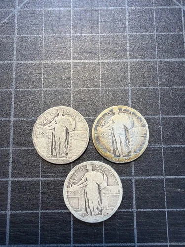 3x USA Standing Liberty Silver Quarters 1927