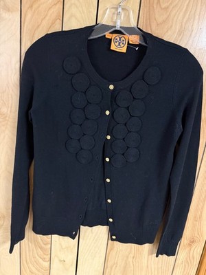 Tory Burch Light Weight Wool Black Cardigan Size XS