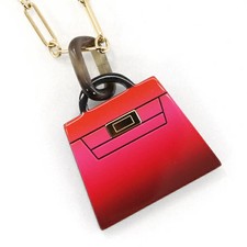 Hermes Necklace Amulet Marinier Gm Fusion Kelly Pendant Buffalo Horn Red Orange