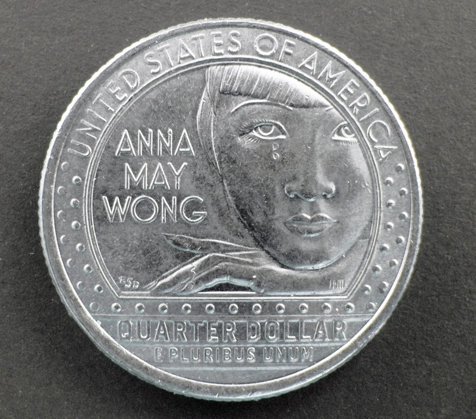 2022 P Anna May Wong Quarter w/ Errors Teardrops, Fingers, I-T Letters “COD” - Image 2 of 4