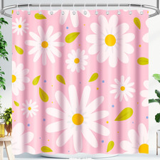 Pink Shower Curtain Cute Floral Girly Shower Curtain Set 72" W X 72" L Bathroom