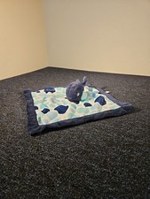 Carter's Light Dark Blue Whale Plush Lovey Baby Security Blanket 14"