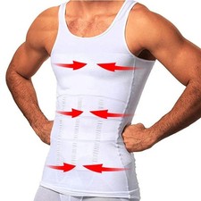 Mens Slimming Body Shaper Belly Chest Compression Vest Girdle T-Shirt Tank Top