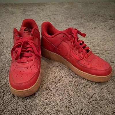 Nike Air Force 1 Men's Red Low Top Lace-Up Sneakers Gum Sole CT7875-984