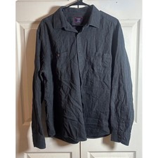 UNTUCKit Hemsworth Dark Grey Herringbone Cotton Button Down Shirt Mens XL