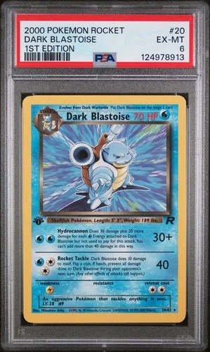 2000 POKEMON ROCKET 1ST ED #20 DARK BLASTOISE PSA 6