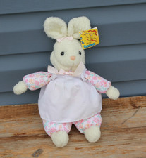 NWT Vintage Prestige Pastel Dress Floral White Bunny Stuffed Animal Plush 15"