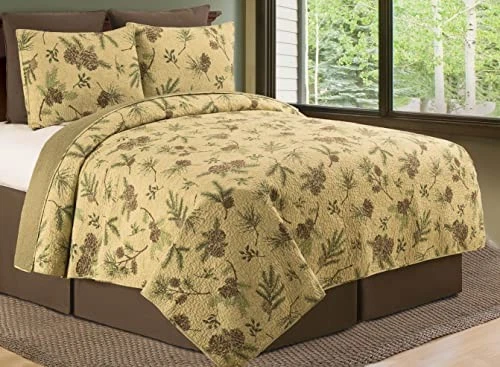  Juego de edredón Woodland Retreat Pinecone King con 2 fundas King King King Juego de 3 piezas Foto 4 de 4