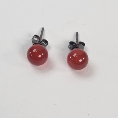 925 runde Stein Ohrstecker geprüft 7 mm runde Kugel minimalistisch