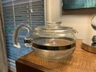 Vintage Pyrex Clear Glass 6 Cup Teapot with Metal Ring