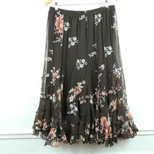 Vintage Large Midi Skirt Y2K Floral Sheer Chiffon Whimsigoth Boho Ethereal