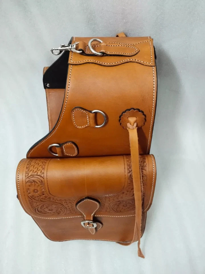 Sacoche de selle Western en cuir avec quincaillerie en acier. - Photo 2/4