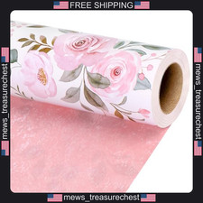 Floral Wrapping Paper Roll 17x33 Inches Pink Roses for Weddings & Gifts