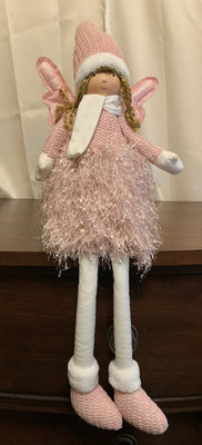 Pink Winter Fairy Doll Plush Shelf Sitter Angel Wings Sparkle Dress 26 