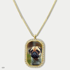 Gorgeous Cute Pug Dog Breed Fashion Pendant Necklace Chain Photo Dog Tag Chain G