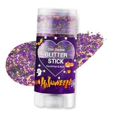 Body Glitter Stick, Black Purple and Orange Face and Hair Glitter Halloween