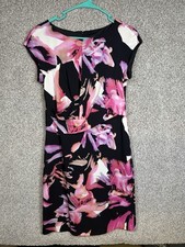 Ann Taylor Floral Silk Midi Sheath Dress Sz 4