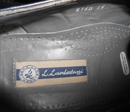 L. Lambertazzi Leder Herren Halb Schuhe schwarz EU 46 Marke Made in Italy Mode - Bild 6 von 7