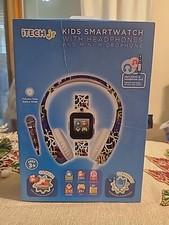 iTECH Jr Kids Smartwatch With Headphones Sports Print Black Red 25 Games Age 3 