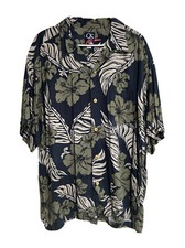 90s Y2K Quicksilver Hawaiian Button Up Floral Print Shirt Made In USA Size XL