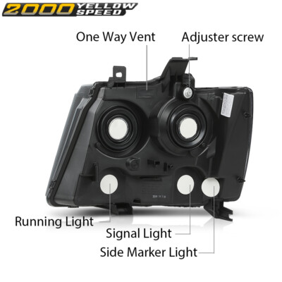 Fit For 2007-2014 Chevy Tahoe Suburban Smoked Corner Headlight