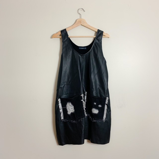 zara black denim dress