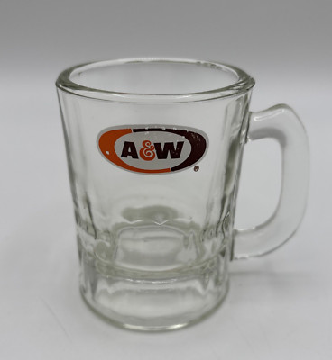 Vintage Authentic A & W Root Beer Mini AW Glass Mug Original Oval Logo - 3  Tall