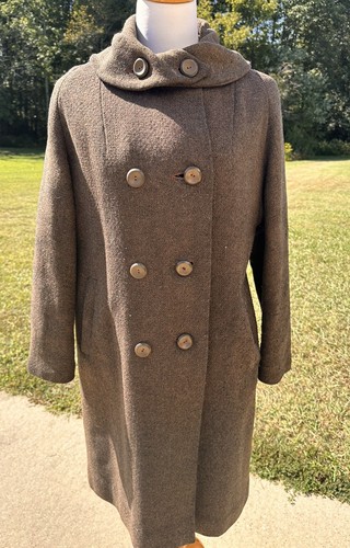 Cappotto donna tweed lana pelliccia sintetica fodera Union USA film prop vintage senza marchio - Foto 14 di 21