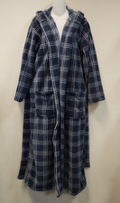 NEW Alexander Del Rossa Fleece Robe S/M Plaid Blue Full Length Pockets Sleep