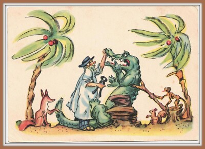 Dentist Dental animal clinic Doctor Vet Crocodile teeth Monkey Squirrel postcard