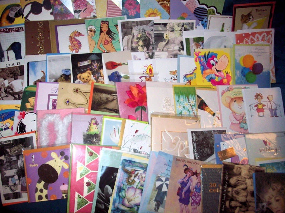 Lote de 40 Tarjetas de Felicitación ALEATORIAS + 40 Sobres, Variadas Marcas Vacaciones Ocasiones Foto 2 de 4