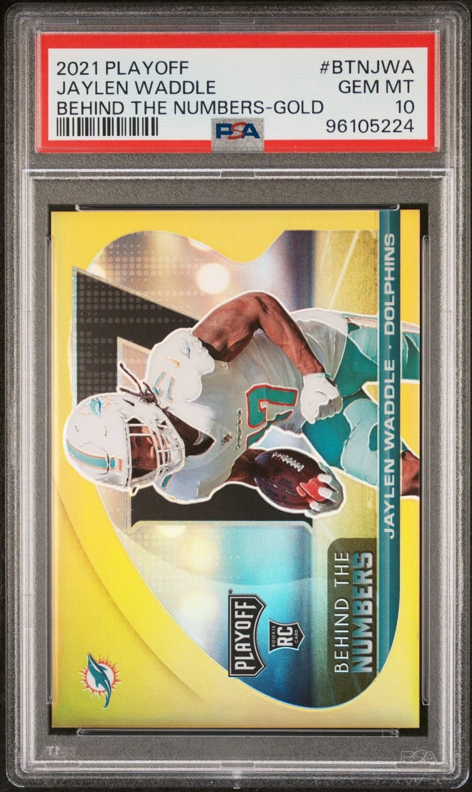 Jaylen Waddle Panini Playoff Behind the Numbers #BTNJWA Gold