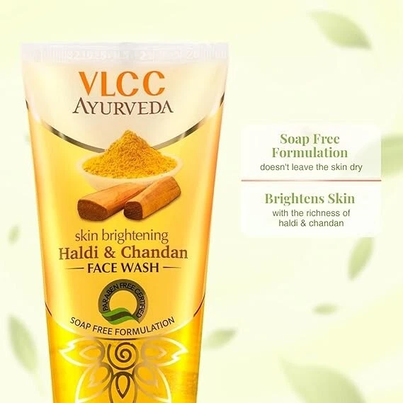 VLCC Ayurveda Skin Brightening Haldi & Chandan Face Wash -100ml Free Shipping - Image 3 of 4