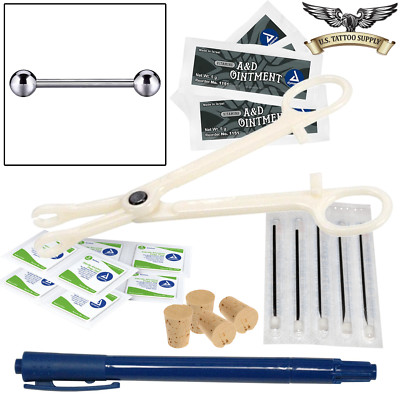 Nipple Mini Body Piercing Kit - Straight Barbell Jewelry (Pierce 5 Pieces)
