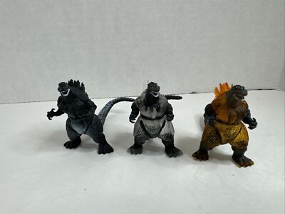 Burning Godzilla Mini Fig 2.5  Collectible Classic Monster Toy Lot Of 3