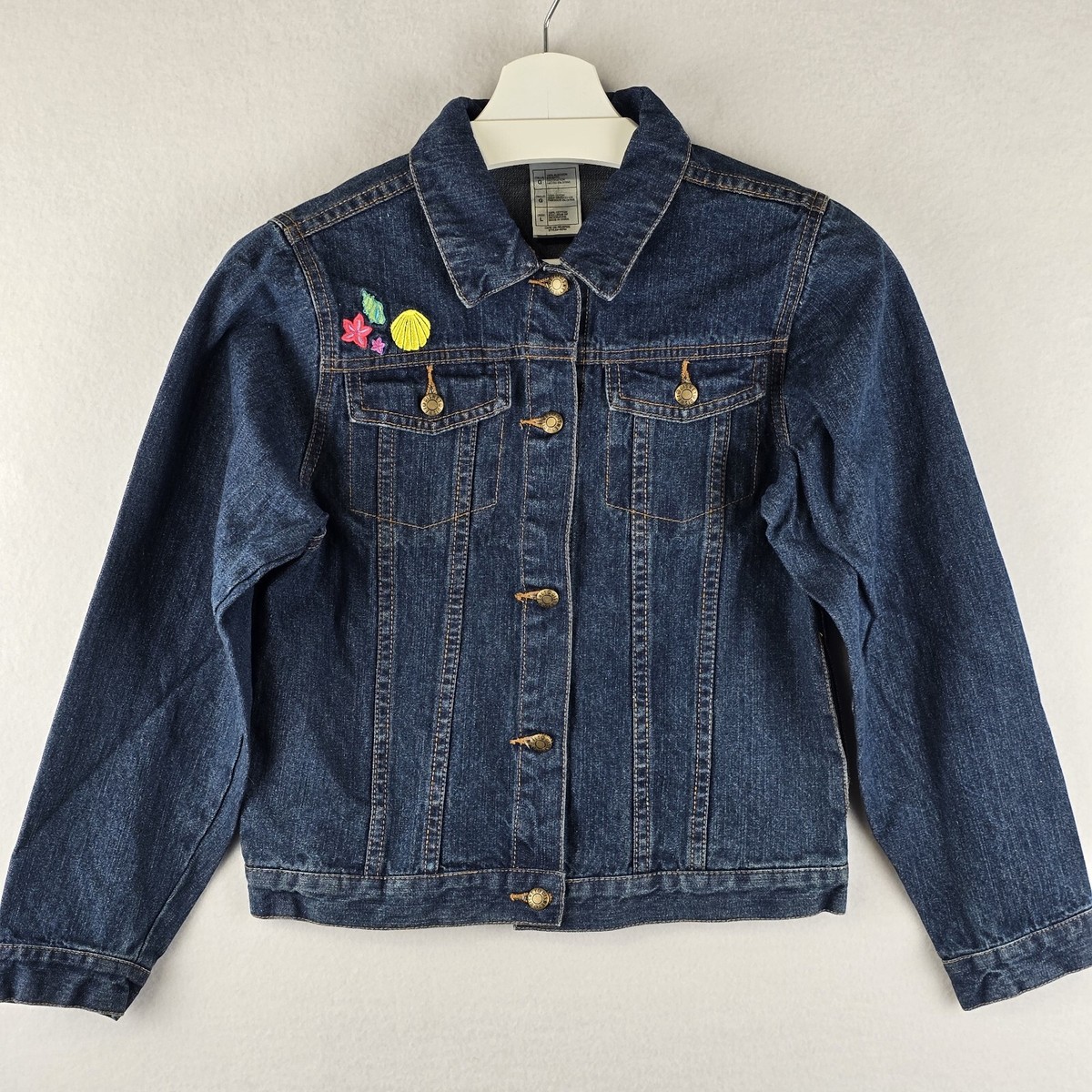 Vintage Disney Shop Ariel Kids Girls Sz L Denim Jacket Little