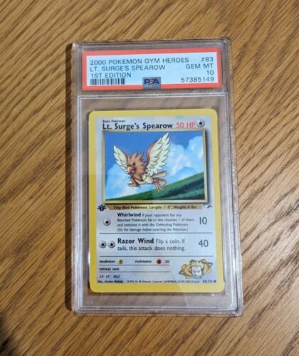 Pokemon 1st Edition, Gym Heroes, Lt. Surge's Spearow 83/132, PSA 10 - Picture 1 of 1