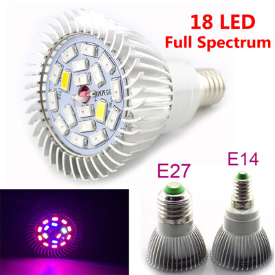 18W LED Plant Grow Light Bulbs Full Spectrum E27 Lamp Indoor Hydroponic Flower