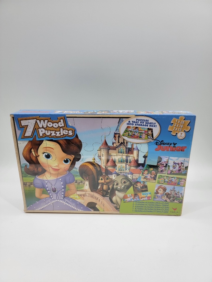 7 Wood Puzzles Disney Junior Puzzle & Tray Storage Wooden Box | eBay