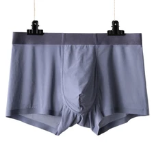 Mens Sexy Underwear Boxer Briefs Ice Silk Breathable Trunks Mid Waist Seamless