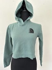 The North Face Youth Girls Size 10 Short Hoodie Long Sleeves Green Logo Cropped