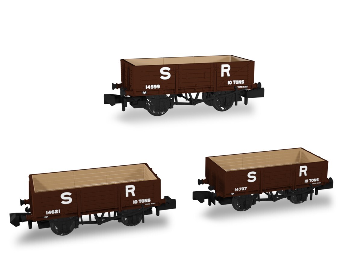 Rapido N Gauge 942006 - SECR Wagon Pack - SR pre-36 Livery 5 Planks (Dia.1349)