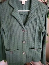 Appleseed's Women's Small Merino Wool Blend Cardigan Sweater Green. Cozy  Cute.