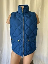 J Crew Womens Quilted Blue Puffer Vest Jacket Size Small