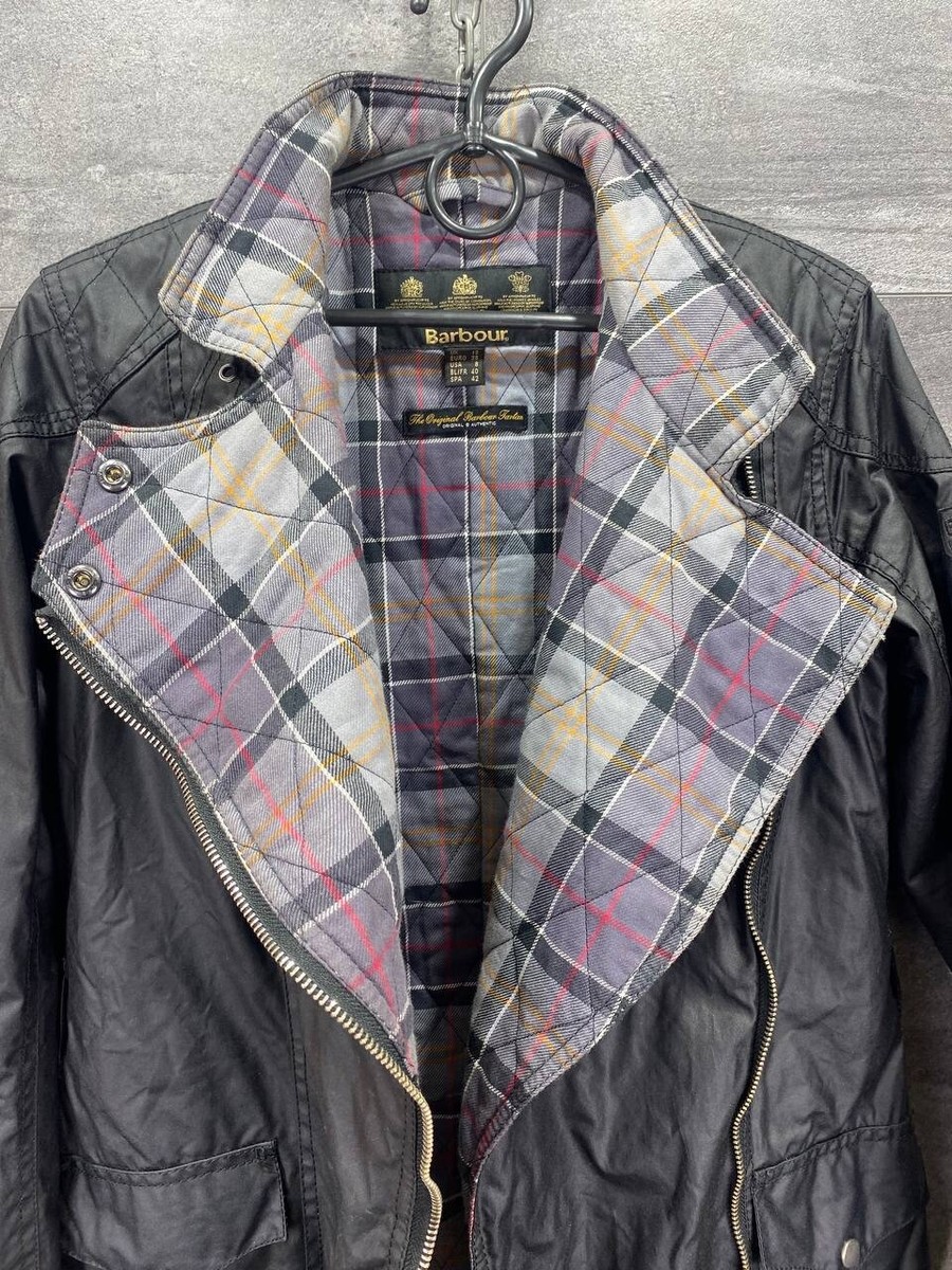 Womens BARBOUR International Black Wax Motorcycle Jacket Womens BARBOUR International Black Wax Motorcycle Jacket